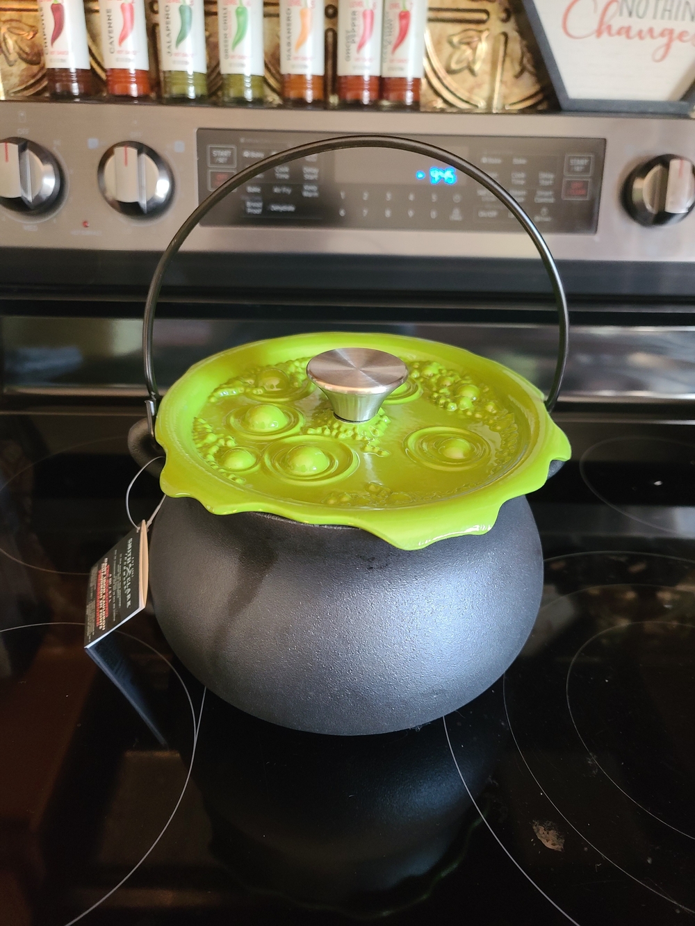 Smith And Clark Cast Iron Cauldron With green Bubbling Lid